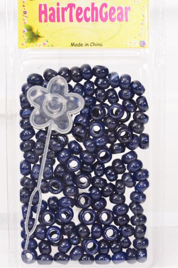 Hair Beads Acrylic Round Navy / 12 card = Dozen Each Card have UPC Code , 12 Card = Dozen 