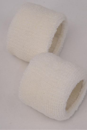 Terry Elastic Wrist Band 12 pair White / Terry Elastic Wrist Band 12 pair White / 12 Pair = Dozen White , Width - 2.5" Wide , Individual OPP Bag