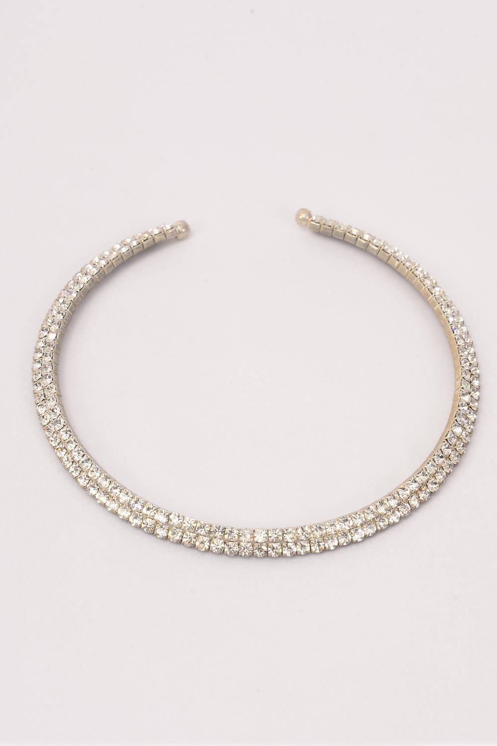 Necklace Choker Choker 2 Layered Flexible Rhinestones/PC **Flexible ...