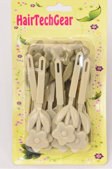 Barrettes Flowers Khaki Asst / 12 Card = Dozen  Each Card have UPC Code , 12 Card = Dozen 