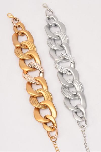 Bracelet Chain Style Matt Extension Chain / 12 pcs = Dozen Extension Chain , 6 Gold , 6 Silver Mix , Hang Tag & OPP bag & UPC Code