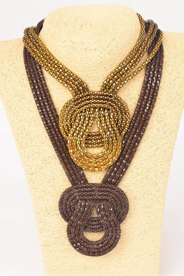 Necklace Antique 4 Strand Knotted Mesh /  Sets  Size - 16" Extension Chain , Hang Card & OPP Bag & UPC Code , Choose colors