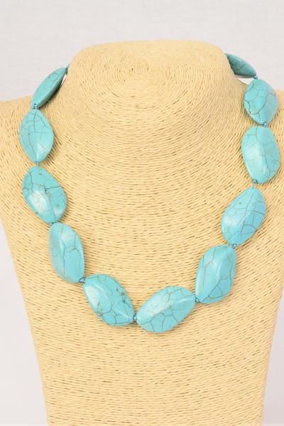 Necklace Turquoise Semiprecious Stones / Set Turquoise , Size - 18" extension Chain , Hang tag & Opp Bag & UPC Code