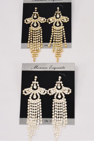 Earrings Boutique Rhinestone Post /PC  Post , Size - 3.5" x 1.25" Wide , Black Velvet Earring Card & OPP Bag & UPC Code 