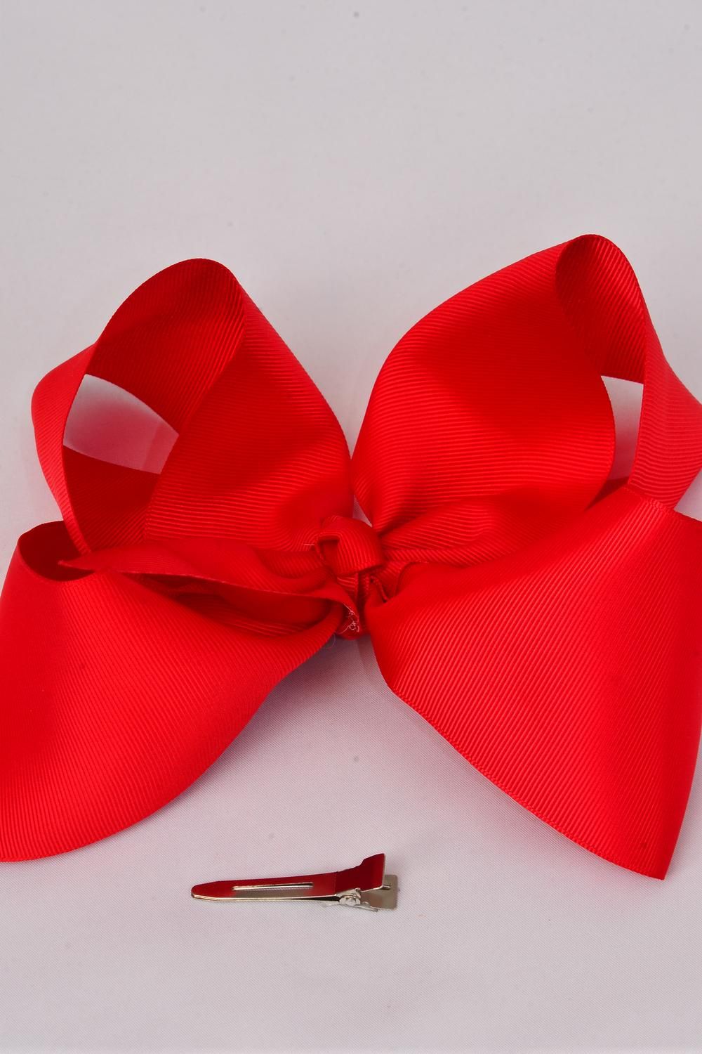 Hair Bow Extra Jumbo Cheer Type Bow Red Grosgrain Bow Tiedz Red Alligator Clipsize 8x 7 8929