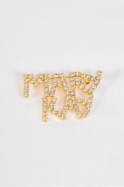 Brooch Mary Kay Gold Rhinestones/DZ Size-1.25"x 1" Wide,Display Card & OPP Bag &UPC Code                                                   -