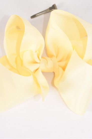 Hair Bow Jumbo Beige Cream Grosgrain Bow-tie / 12 pcs Bow = Dozen Beige , Alligator Clip , Size - 6" x 5" Wide , Clip Strip and UPC Code