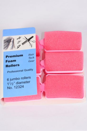 Foam Rollers 6 ct Jumbo Hot Pink / 12 Bag = Pack  Size-1 1/2" Dia Wide , Individual OPP Bag & UPC Code , 6 pcs per Bag , 12 Bag = Pack 