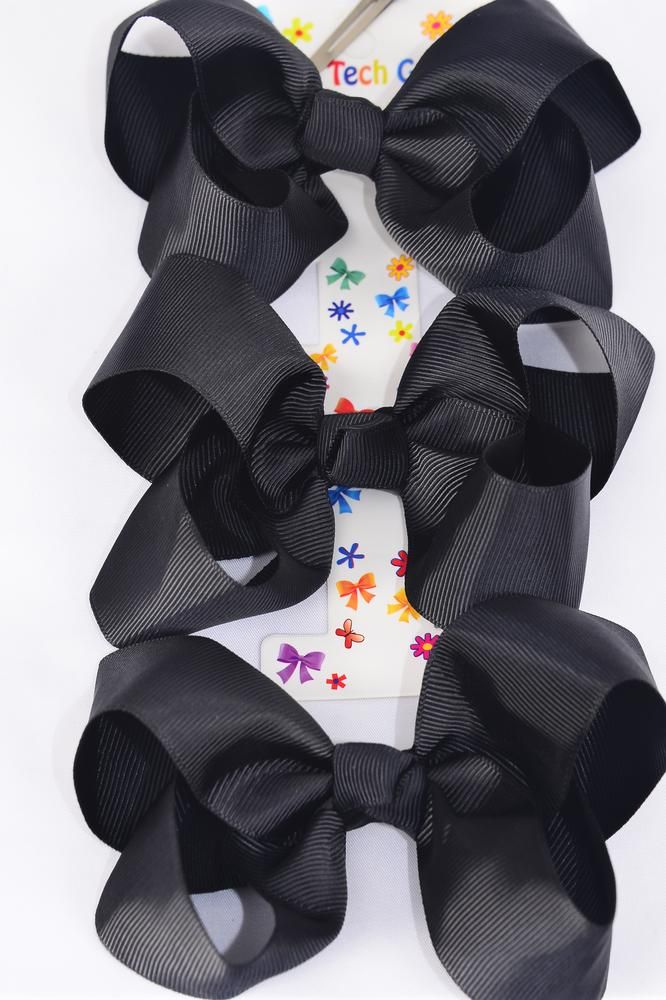 Hair Bows Large 36 pcs Grosgrain Bowtie Black/DZ **Black** Alligator