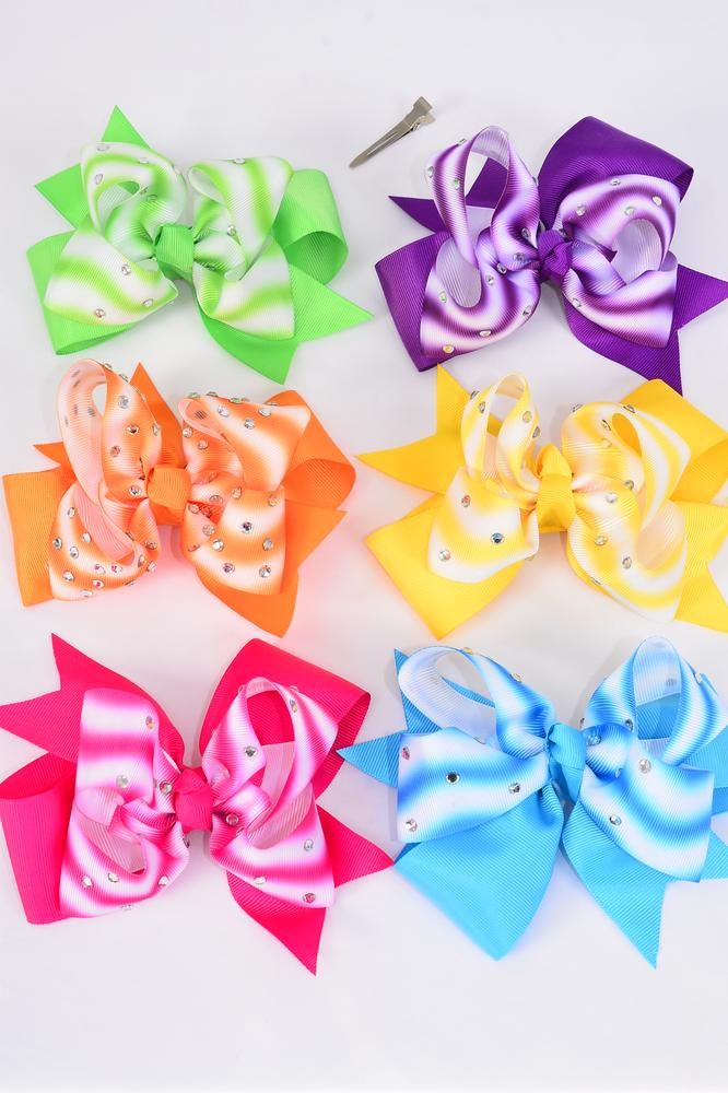 Download Hair Bow Jumbo Double Layered Gradient Clear Stone Studed ...