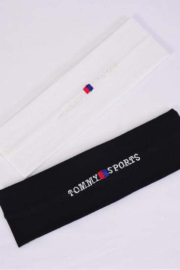 Headband Embroidery Black White Mix Stretch / 12 pcs = Dozen Stretch , Width-2.5" Wide , 6 Black & 6 White Mix , Individual OPP bag