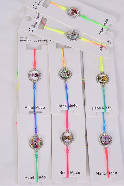 Bracelet LOL doll Gradient Tiedye Strings Multi / 12 pcs = Dozen Pull String , Adjustable , 12 Pattern Asst , Individual Hang tag & OPP Bag & UPC Code