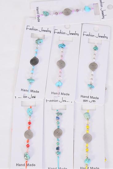 Bracelet Celtic Spiral Symbol Stainless Steel Seashell Semiprecious Stone Mix / 12 pcs = Dozen Pull-String , Adjustable , 2 White , 2 Pink , 2 Purple , 2 Blue , 2 Yellow , 1 Mint Green , 1 Orange Mix , Individual Hang tag & OPP Bag & UPC Code