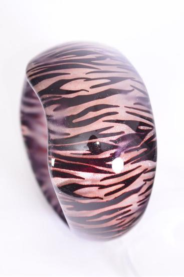 Bracelet Curvy Wavy Bangle Poly Pearl Zebra / PC Size - 2.75" x 2" Dia Wide , OPP Bag & UPC Code