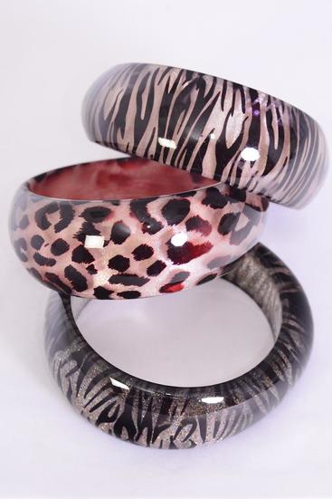 Bracelet Bangle Poly Zebra / PC Size - 2.75" x 1.25", Choose Colors , Hang tag & OPP Bag & UPC Code