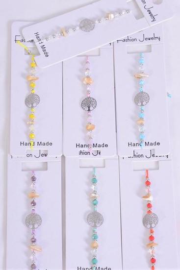 Bracelet Tree Of Life Filigree Stainless Steel Seashell Mix / 12 pcs = Dozen Pull-String , Adjustable , 2 White ,2 Pink ,2 Purple ,2 Blue ,2 Yellow ,1 Mint Green ,1 Orange Mix ,Individual Hang tag & OPP Bag & UPC Code