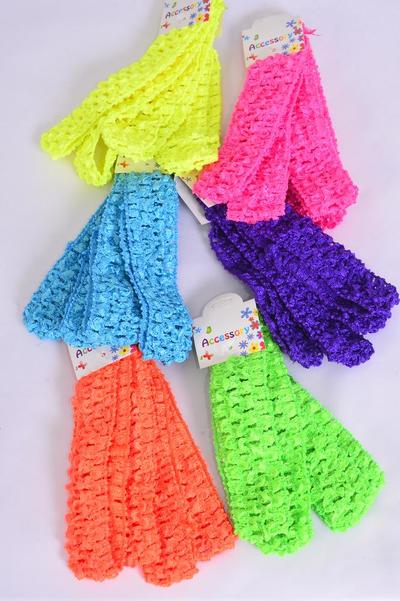 Ballerina Headband 48 pcs Caribbean Neon Stretch / 48 pcs = Dozen Stretch , Size - 1.25" Wide , 2 Turquoise, 2 Orange, 2 Purple, 2 Pink, 2 Yellow, 2 Lime Mix , Hang Tag & UPC Code , 4 pcs per card , 12 card = Dozen