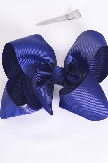 Hair Bow Large Navy Grosgrain Bow-tie / 12 pcs Bow = Dozen Navy , Alligator Clip , Size - 4" x 3" Wide , Clip Strip & UPC Code