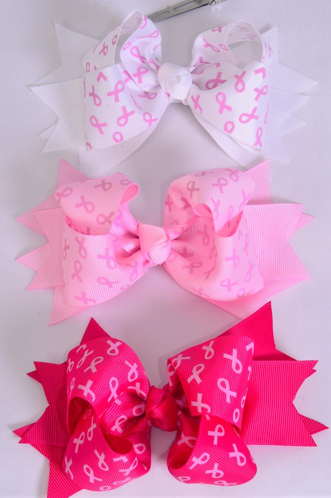 Hair Bow Jumbo Double Layered Pink Ribbon Grosgrain Bowtie/DZ ...