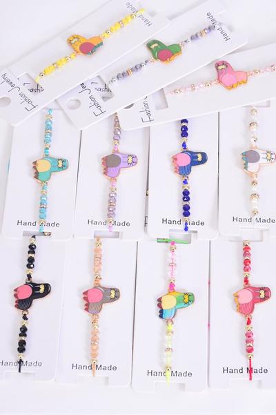 Bracelet Enamel Walrus Multi / 12 pcs = Dozen Pull-String , Adjustable , 12 Pattern Mix , Individual Hang tag & OPP Bag & UPC Code