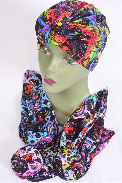 Turban Headwrap Cotton Stretch Ethnic Multi / 12 pcs = Dozen Multi , 3 Of each Pattern Asst , Wrinkle Free , Super Comfort,Hang Tag & UPC Code