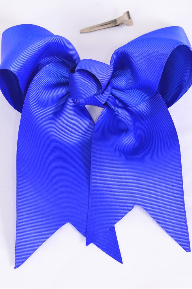 Hair Bow Extra Jumbo Long Tail Cheer Type Bow Royal Blue Grosgrain Bow