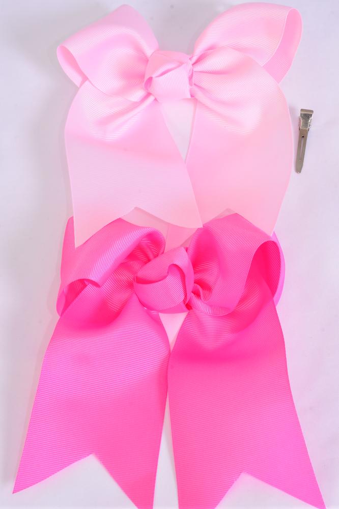 Baby Pink Long Bow Ribbon Hair Clips