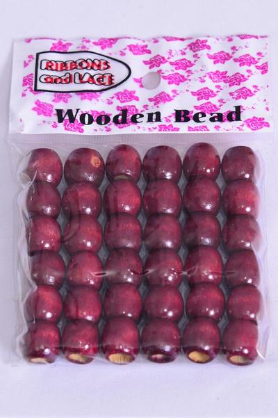 Wooden Beads 432 pcs 12 mm Wide / 12 Bag = Dozen Size - 12 mm Wide , UPC Code , Choose Colors , 36 pcs per Bag , 12 Bag per = Dozen