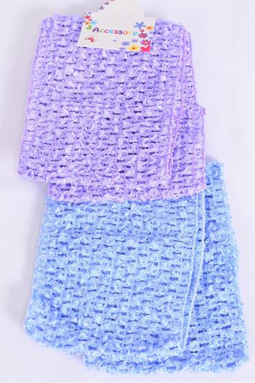 Ballerina Headband 24 pcs Turban 4 Inch Wide Sky Blue Lavender Mix / 12 card = Dozen Stretch , Size-4" Wide , 6 of each Color Asst , Hang Tag & OPP Bag & UPC Code