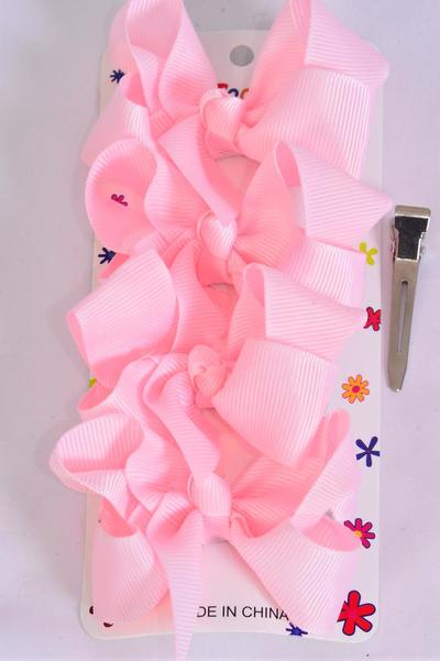 Hair Bows 48 pcs Grosgrain Bow-tie Baby Pink / 12 card = Dozen  Alligator Clip , Bow Size - 3" x 2" Wide , 4 pcs per card , 12 card = Dozen