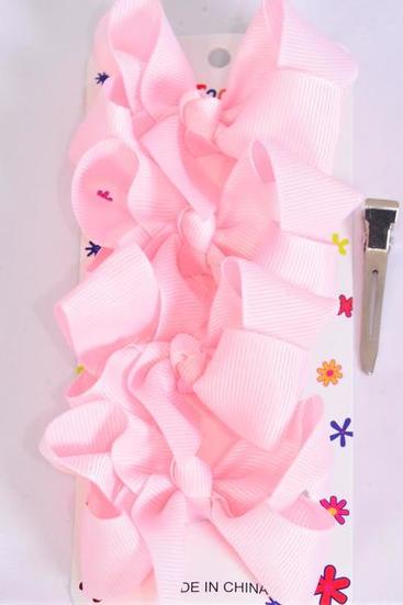 Hair Bows 48 pcs Grosgrain Bow-tie Baby Pink / 12 card = Dozen  Alligator Clip , Bow Size - 3" x 2" Wide , 4 pcs per card , 12 card = Dozen